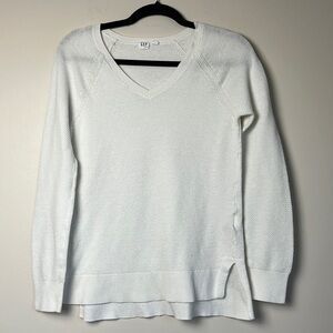 GAP White Long sleeve V-neck Cotton Blend Sweater Shirt Size S